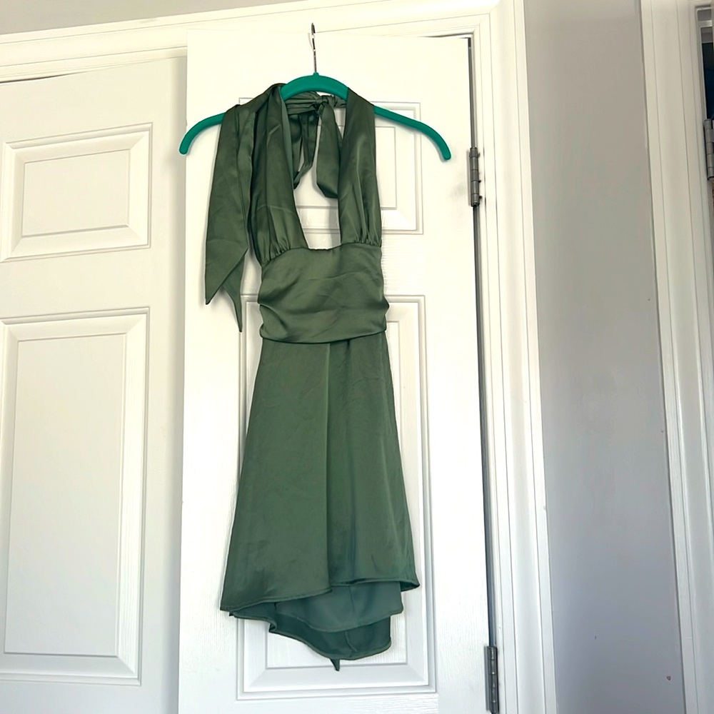 Sage green Lucy in the Sky mini dress